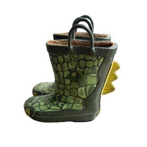 UnBranded Kids Rain Boots Unisex Green Print Size 9/10  SKU 2266